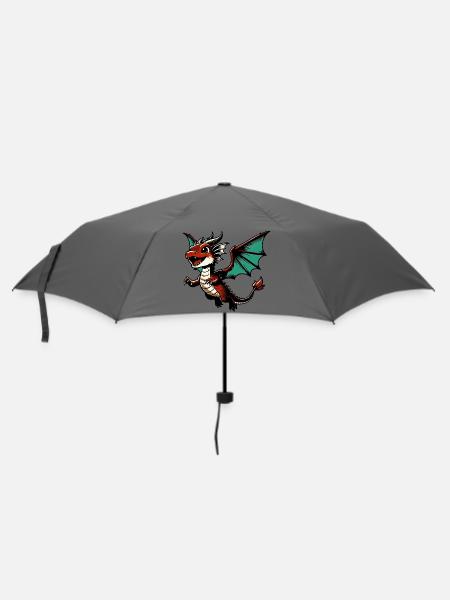 Drache - Regenschirm (klein) - Grau