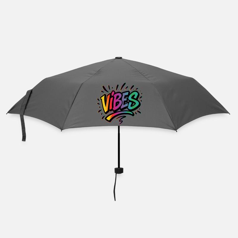 VIBES Graffiti Schriftzug – Farbstarkes Statement - Regenschirm (klein) - Grau