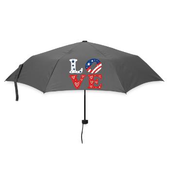 LIEBE Tricolor Sterne und Herzen - Regenschirm (klein) - Grau - Vorne