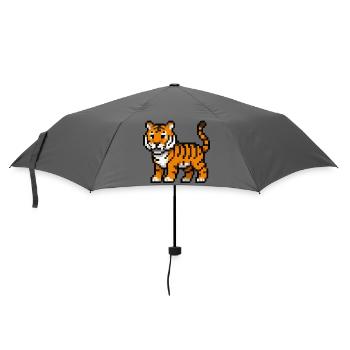 Pixel-Tiger Junges Retro Pixelkunst - Regenschirm (klein) - Grau - Vorne