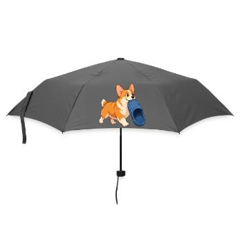 Corgi-Hausschuhdieb - Regenschirm (klein) - Grau - Vorne