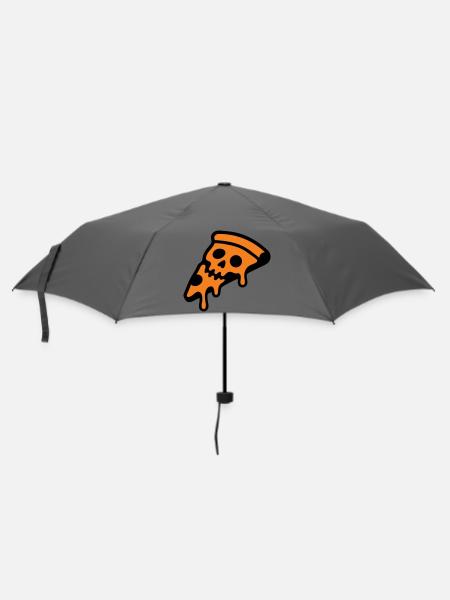 Pizza Totenkopf Halloween Grafik - Regenschirm (klein) - Grau