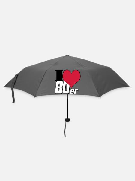 80er Party Retro Fun , Motto Party Shirt 80er (25) - Regenschirm (klein) - Grau