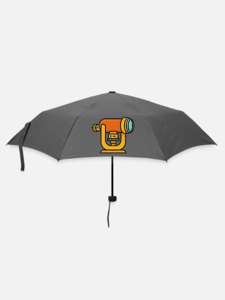 Orange Teleskop Cartoon - Regenschirm (klein) - Grau