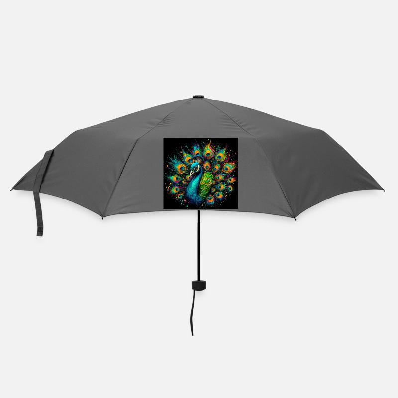 Pfau - Regenschirm (klein) - Grau