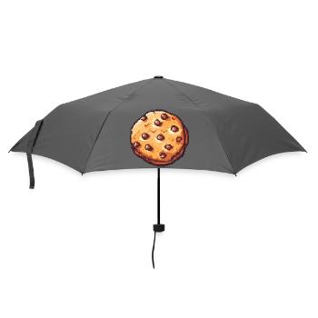 Pixelkeks Pixelcookie Retrokunst - Regenschirm (klein) - Grau - Vorne