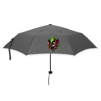 Neon Cat Graffiti Splatter - Regenschirm (klein) - Grau - Vorne