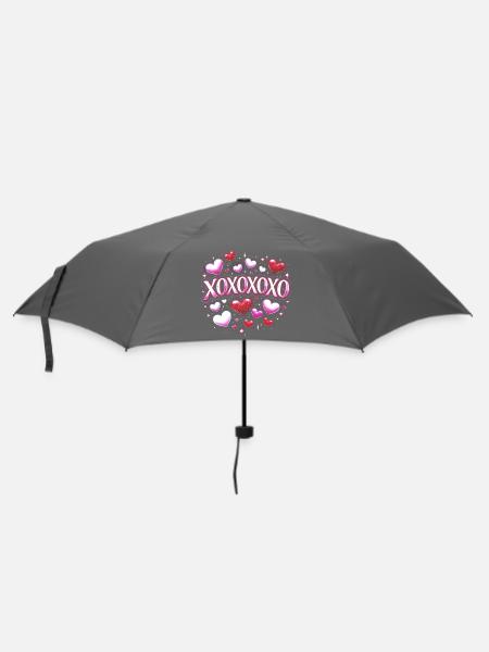XOXOXO Herzen Neon Glanz - Regenschirm (klein) - Grau