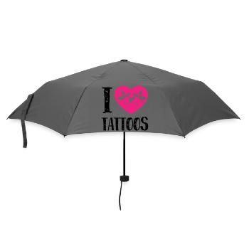 I Love Tattoos Pink Heart Ink Artist Design - Umbrella (small) - grey - Front
