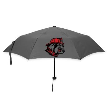 Feuerwehr Bulldogge Maskottchen - Regenschirm (klein) - Grau - Vorne
