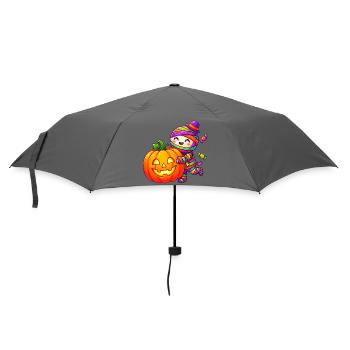 Kawaii Halloween-Mumie umarmt Kürbis - Regenschirm (klein) - Grau - Vorne