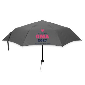 Oma 2027 – Ich werde Oma Kuchen backen Training - Regenschirm (klein) - Grau - Vorne