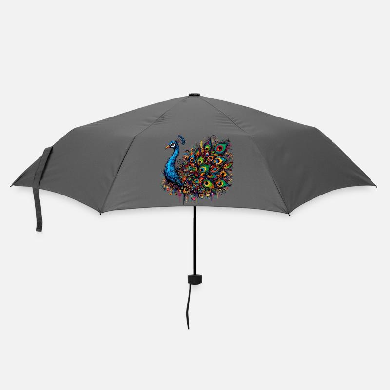 Pfau - Regenschirm (klein) - Grau