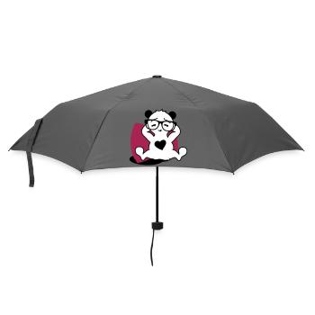 Panda avec des lunettes de nerd et un bouton de coeur en se détendant - Parapluie standard - bruyère - Devant