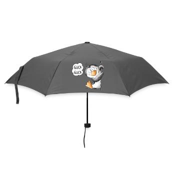 Guck Guck Pinguin Wildtier Tiermotiv Cartoon - Regenschirm (klein) - Grau - Vorne