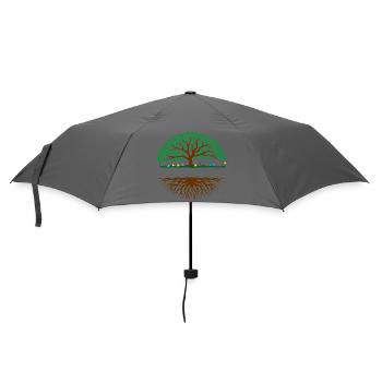 Farbillustration Baum – brauner Stamm, grünes Blatt - Regenschirm (klein) - Grau - Vorne