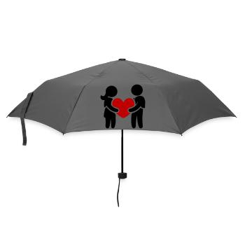Paar Verliebt Herz - Regenschirm (klein) - Grau - Vorne