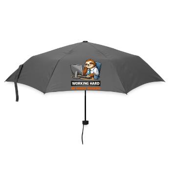 Trägheit am Schreibtisch: Work Hard Meme - Regenschirm (klein) - Grau - Vorne