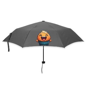 Kuschelmuffin Lachender Cupcake - Regenschirm (klein) - Grau - Vorne