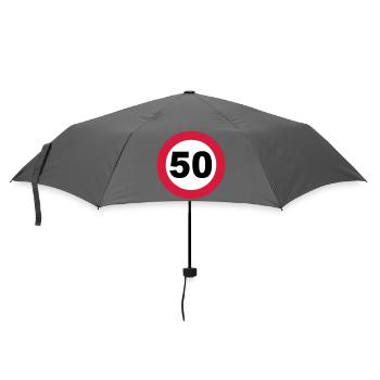 50.Geburtstag , 50 Jahre , Verkehrsschild 50 (25) - Regenschirm (klein) - Grau - Vorne