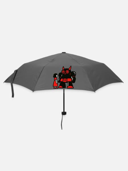Girl and Robot - Umbrella (small) - grey