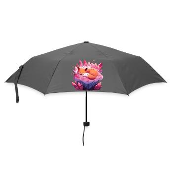 Kleiner Fuchs auf Kristall-Cupcake - Regenschirm (klein) - Grau - Vorne