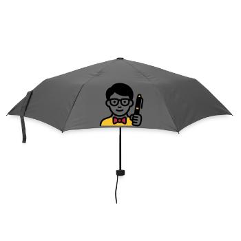 Lehrer Professor Brille Comic - Regenschirm (klein) - Grau - Vorne