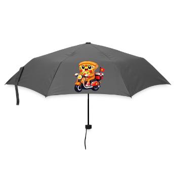 Pizza Hero auf Lieferfahrrad - Regenschirm (klein) - Grau - Vorne