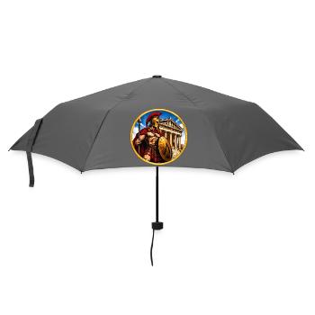 Spartaner Gladiator vor Tempel - Regenschirm (klein) - Grau - Vorne