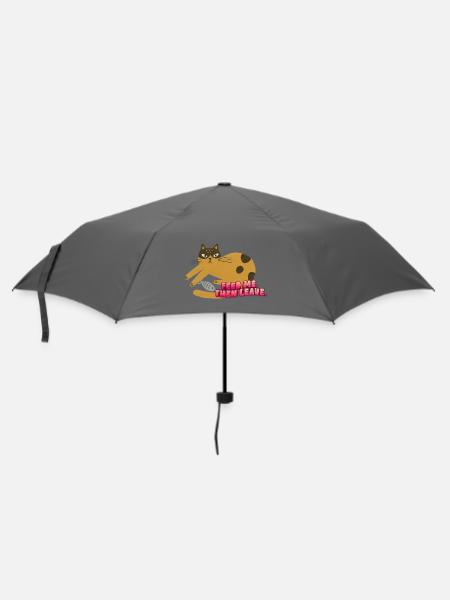 Füttere mich und lass Katze Illustration - Regenschirm (klein) - Grau
