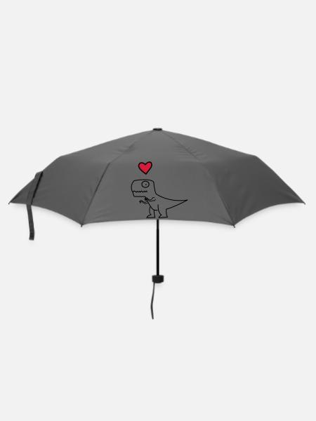 Dino Herz auf Schwarz - Regenschirm (klein) - Grau