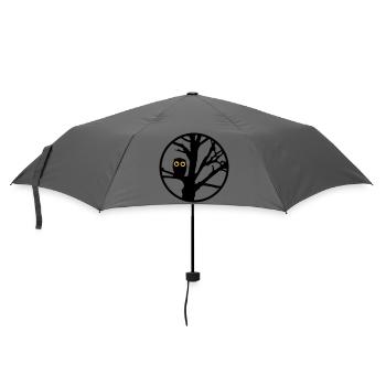 Eine Eule sitzt auf einem Baum - Regenschirm (klein) - Grau - Vorne