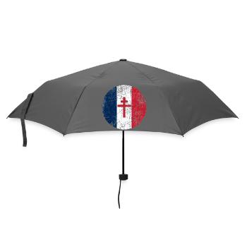 France croix de Lorraine drapeau France blason - Umbrella (small) - grey - Front