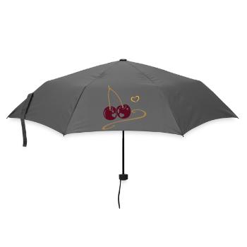 Two cherries with hearts, in love. - Umbrella (small) - grey - Front