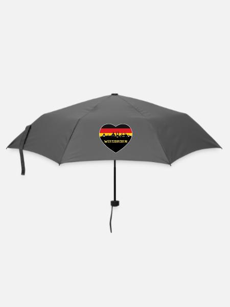 Wiesbaden Deutschland Deutsche Flagge Deutsche Flagge - Regenschirm (klein) - Grau