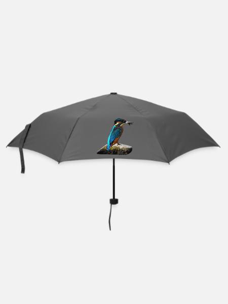Majestätischer Eisvogel im Digital-Art Stil - Regenschirm (klein) - Grau
