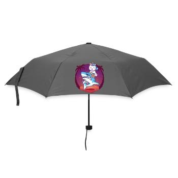 Unicorn Riding a Shark - Umbrella (small) - grey - Front