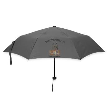 Wittenberg, kultiger Marktplatz, Weltkulturerbe - Regenschirm (klein) - Grau - Vorne