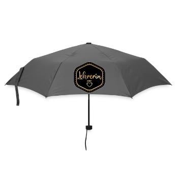 DANKESCHÖN SPRÜCHE - LEHRERIN MIT HERZ - Regenschirm (klein) - Grau - Vorne