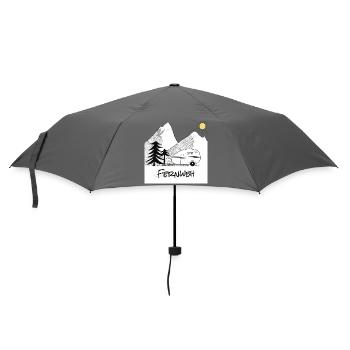 Fernweh - mit dem Wohnwagen in die Berge - Regenschirm (klein) - Grau - Vorne