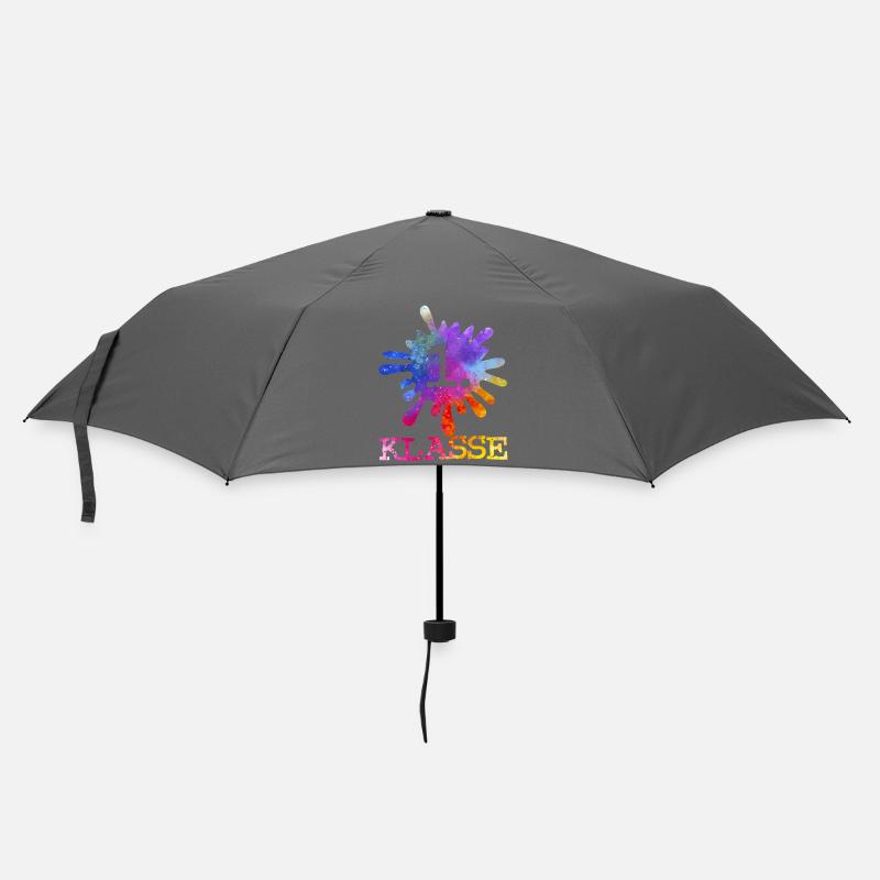 Bunter Farbklecks Lila blau rot gelb - 1. Klasse - Regenschirm (klein) - Grau