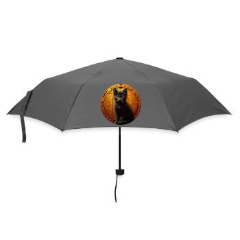 Katze im orange Stahlkreis - Regenschirm (klein) - Grau - Vorne