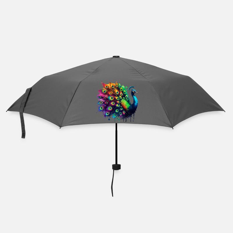 Pfau - Regenschirm (klein) - Grau