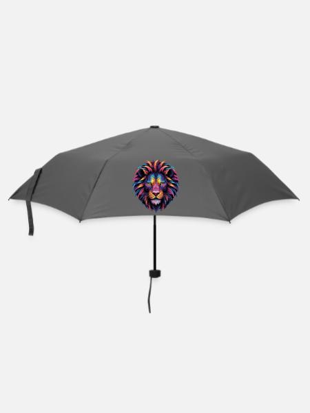 Löwe Löwenkopf geometrisch Geometrie bunt Geschenk - Regenschirm (klein) - Grau