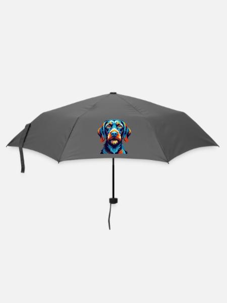 Drahthaarige Vizsla Hunderasse Karikatur Kawaii - Regenschirm (klein) - Grau