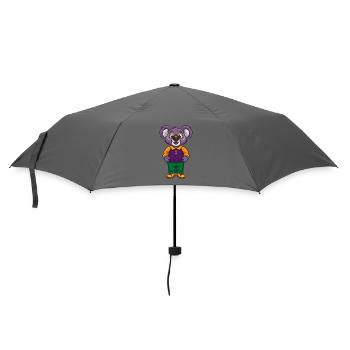 Koala Lustige Kawaii Cartoon Figur Clipart - Regenschirm (klein) - Grau - Vorne