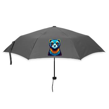 Ferret Colorful Kawaii Cartoon Character Clipart - Umbrella (small) - grey - Front