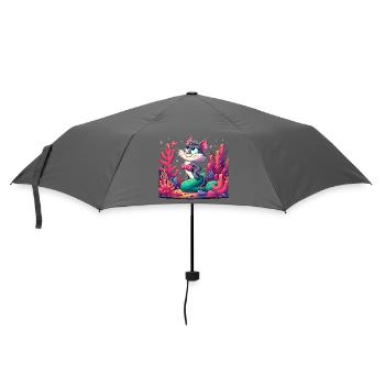 Meerjungfrau Nixe Katze Wasserkatze Geschenk - Regenschirm (klein) - Grau - Vorne