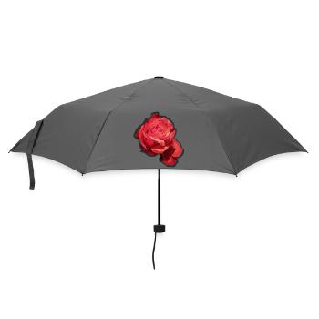 Rote Rose - Regenschirm (klein) - Grau - Vorne