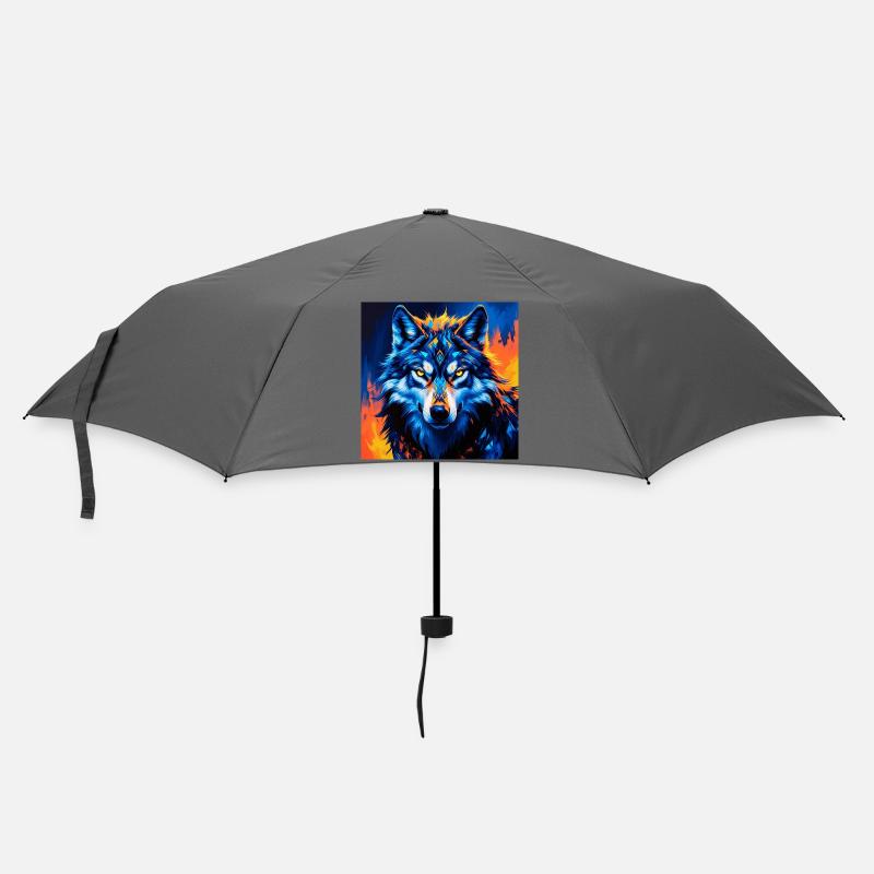 Lebendige geometrische Wolf Illustration - Regenschirm (klein) - Grau